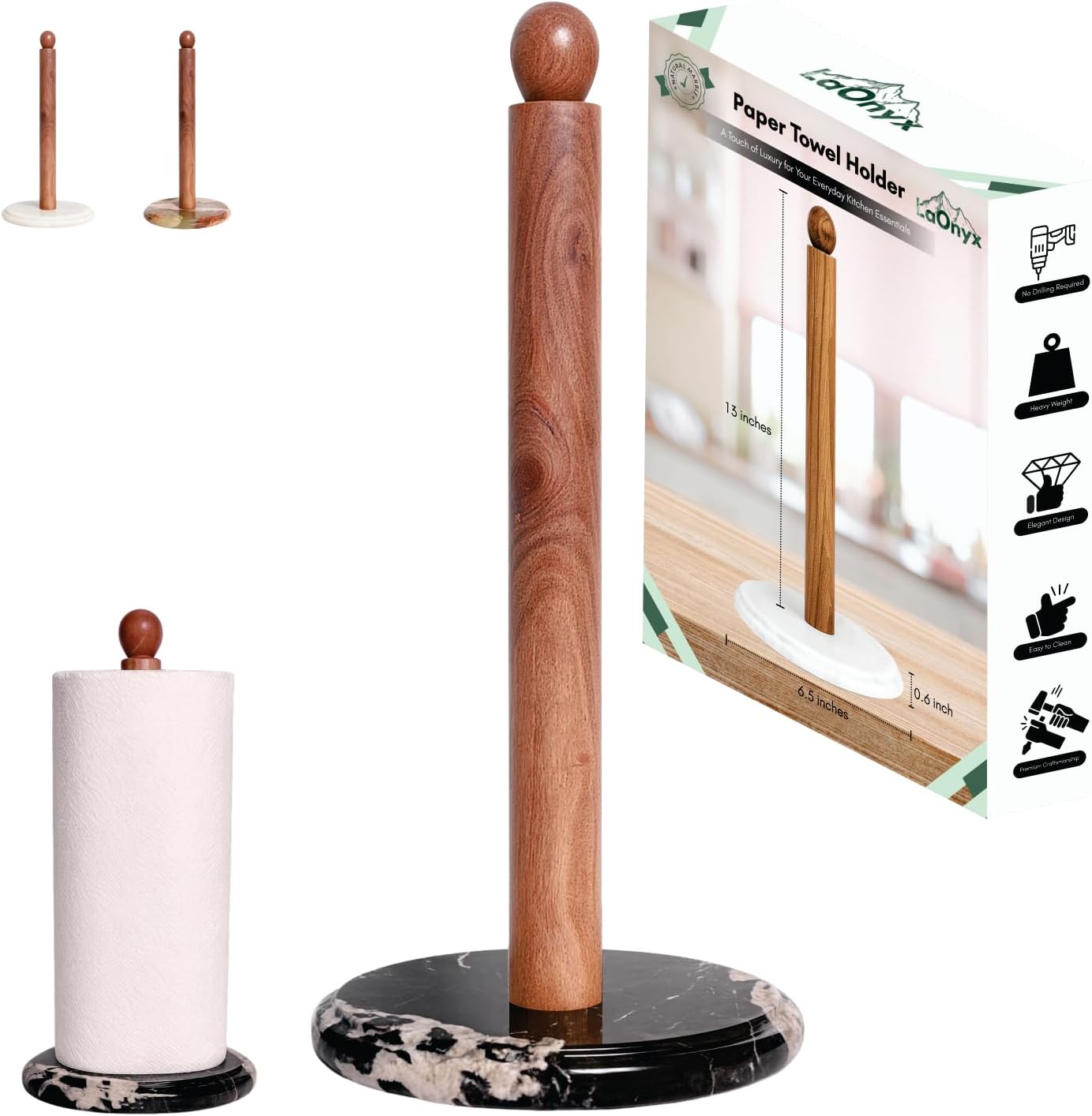 Paper Towel Holder with Solid Marble Base